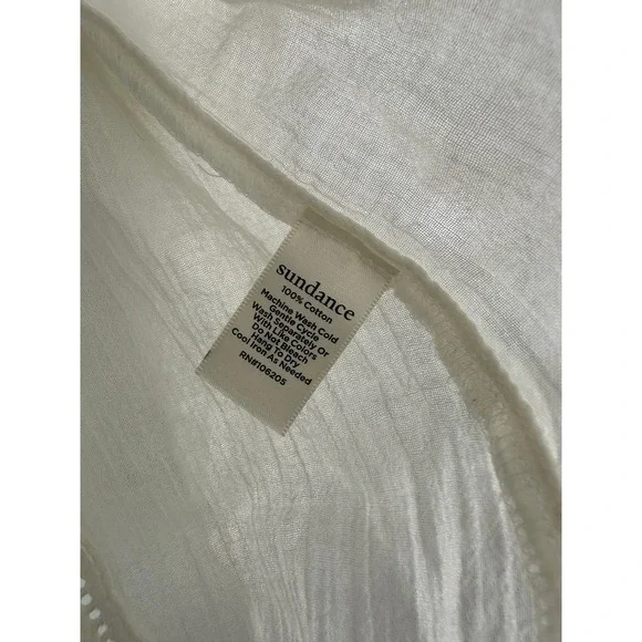 Sundance White Cotton Long Sleeve Button Up Blouse Crochet Boho Sheer Size Small - Picture 12 of 14